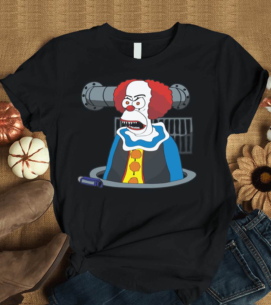 Krustywise The Clown Pennywise Mashup Sewer Cartoon Character T-Shirt