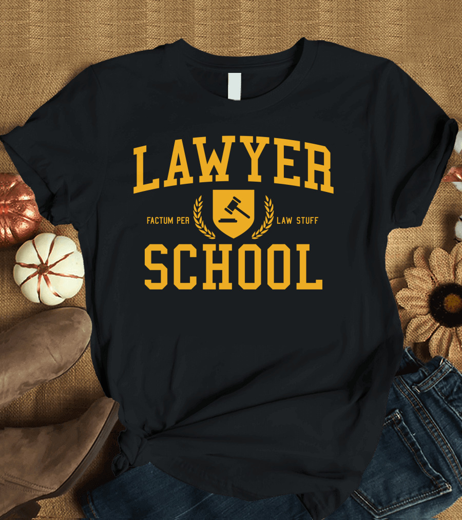Lawyer School Factum Per Law Stuff Gavel Shield Emblem T-Shirt