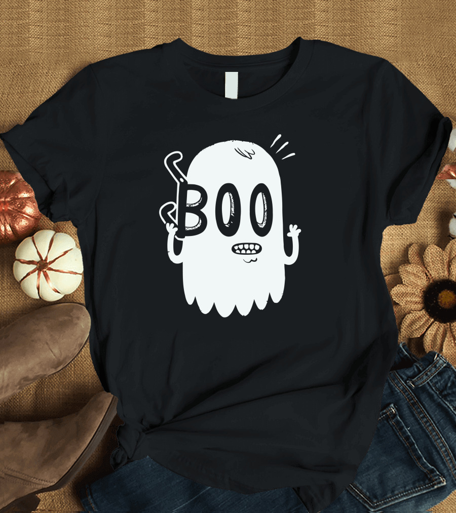 Boo Awkward Ghost Holding Eyeglasses T-Shirt
