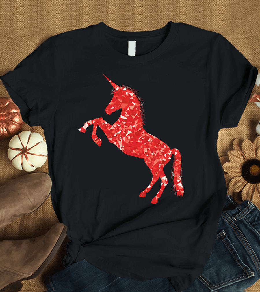 Unicorn Red Geometric T-Shirt
