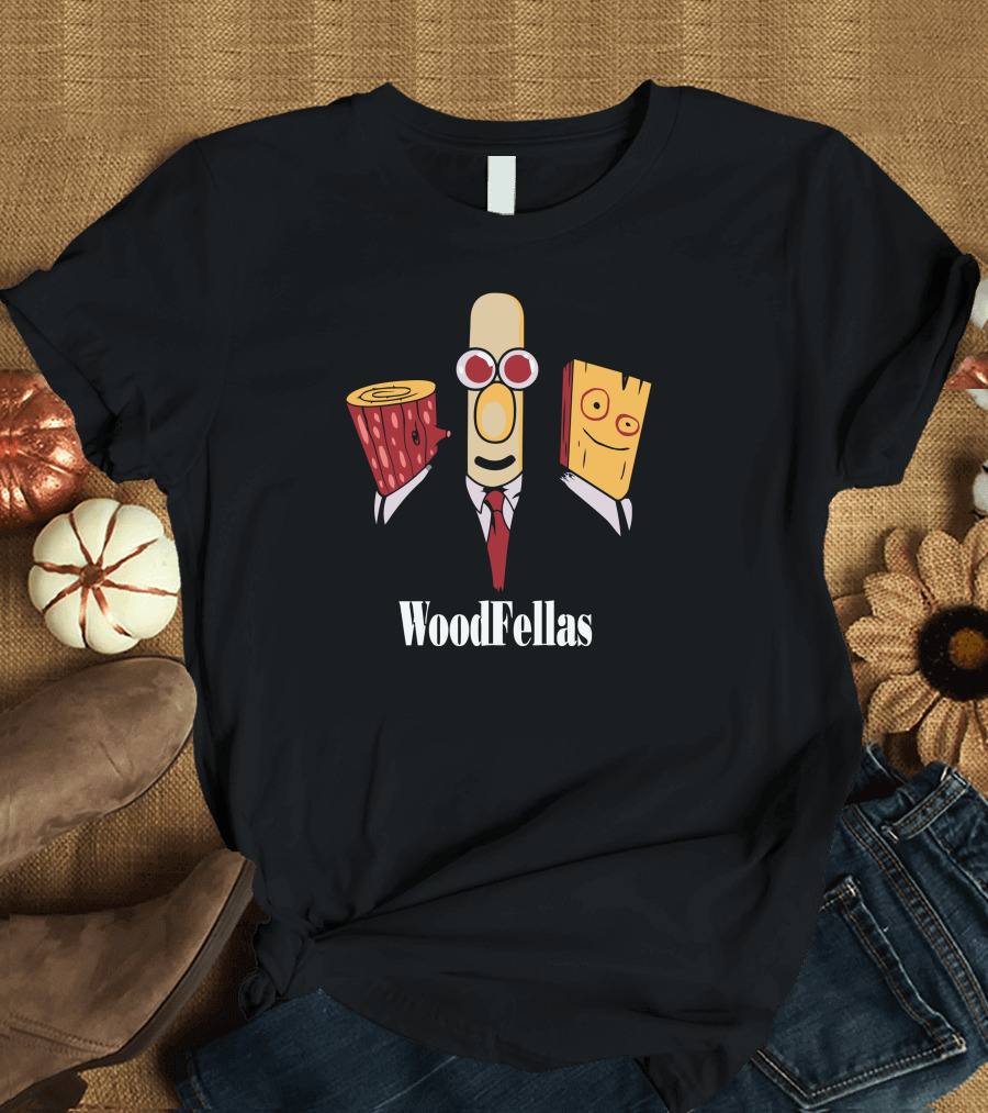 Woodfellas Wood Log Cartoon Characters in Suits T-Shirt