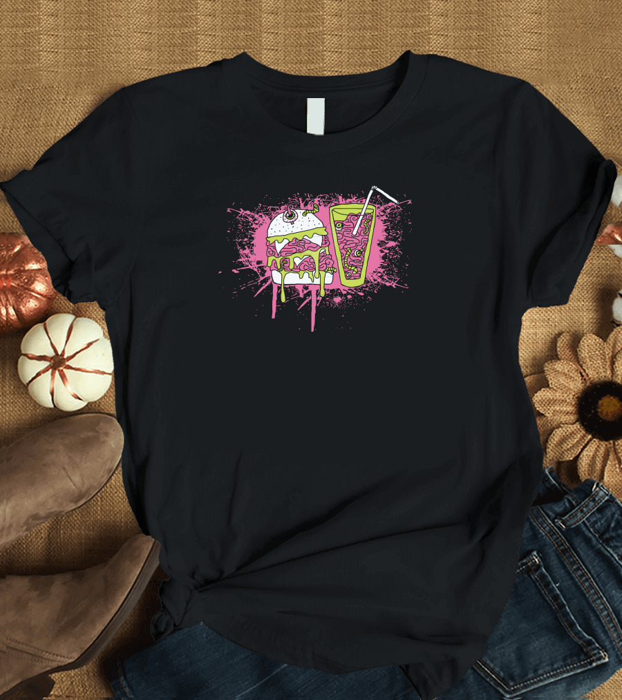 Zombie Burger Brain Splatter Drink Combo T-Shirt