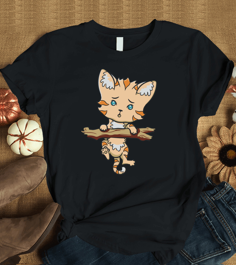 Keep Holding On Cat Hanging From Branch T-Shirt