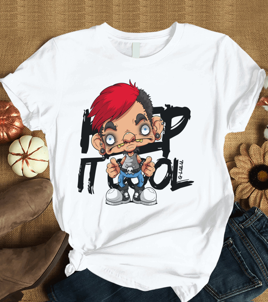 Keep It Cool Red-Haired Cartoon Character with Skull Tank Top T-Shirt
