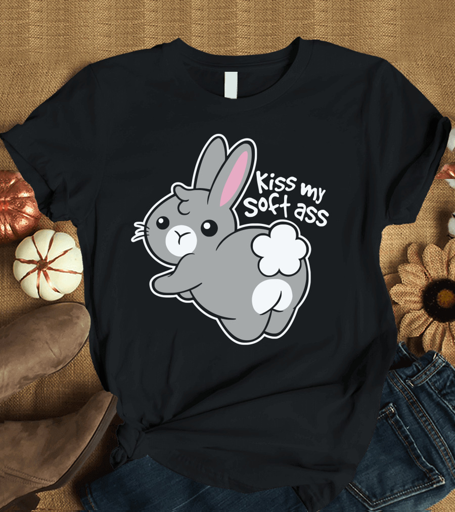 Kiss My Soft Ass Bunny Cartoon T-Shirt