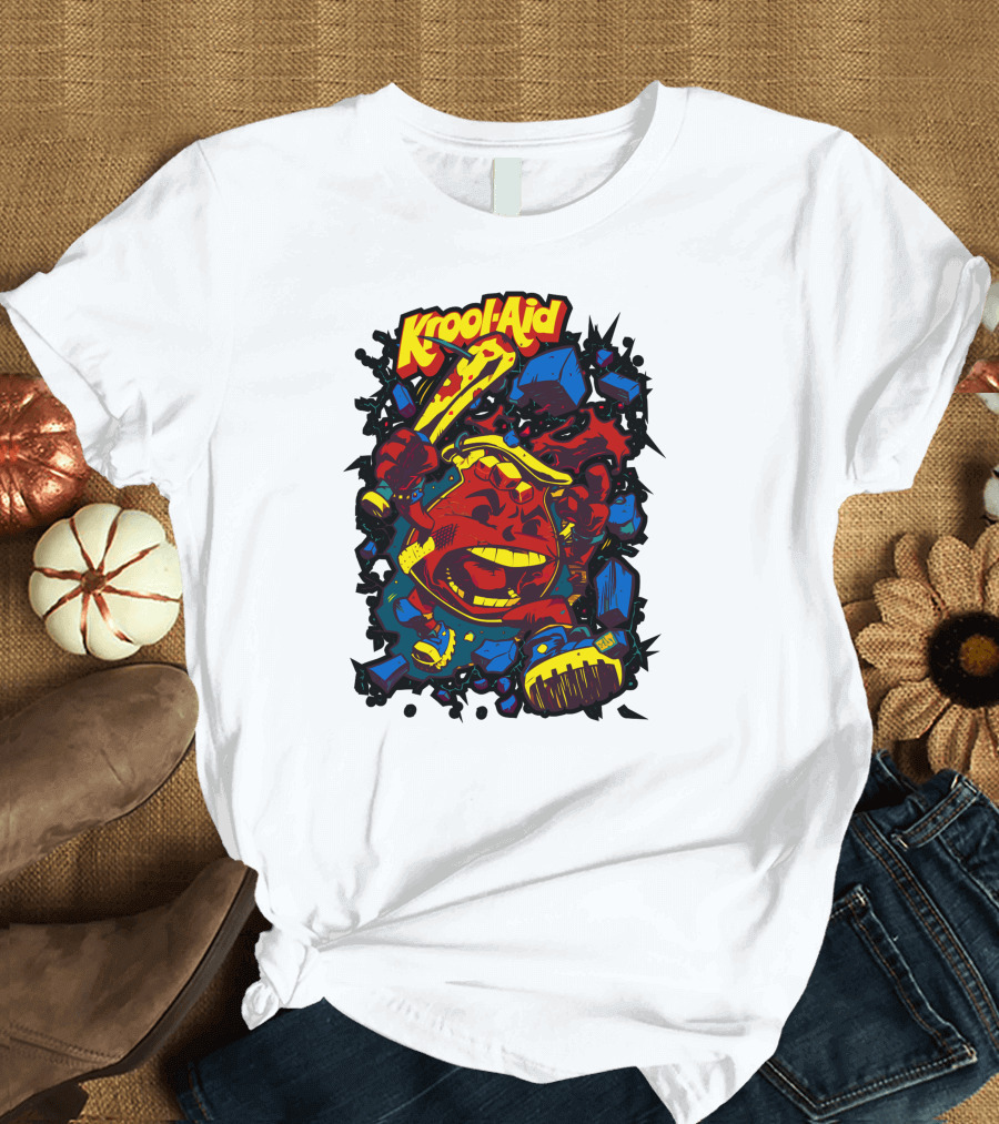 Krool Aid Rampaging Cartoon Bat Smash Explosion Comic T-Shirt