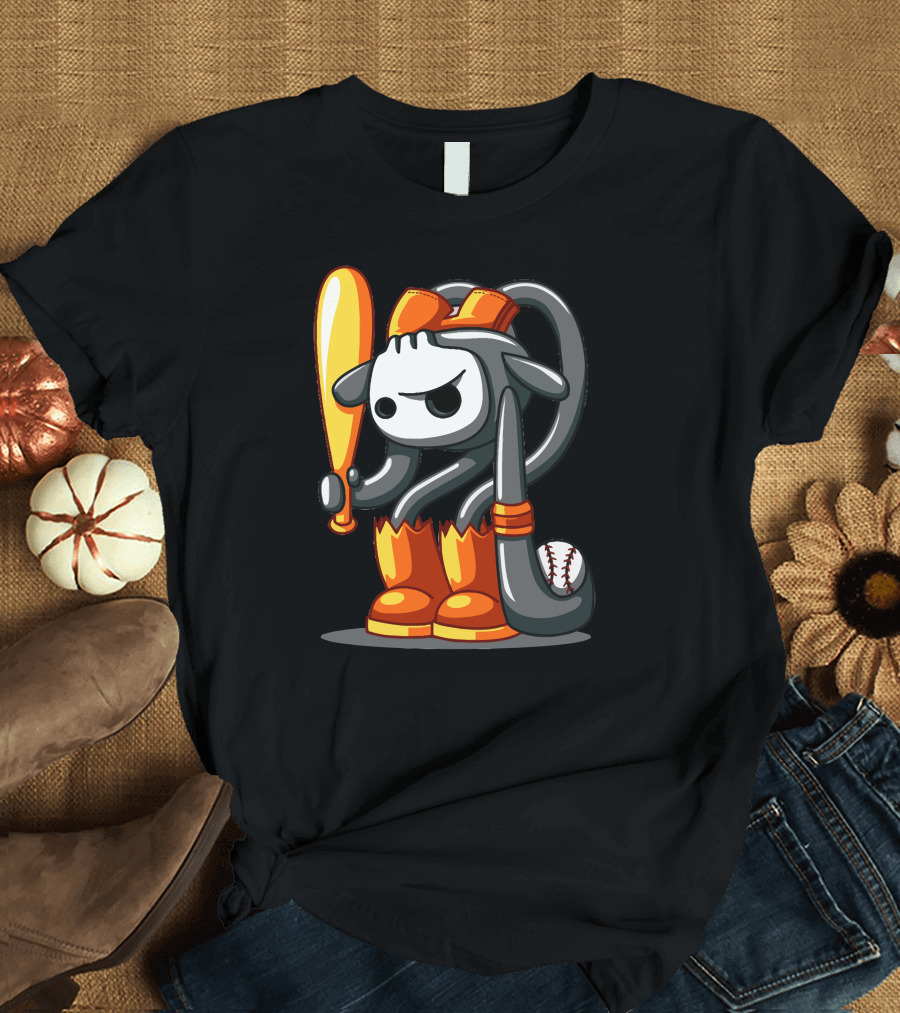 Kwalic Cartoon Baseball Bat and Cap Character T-Shirt