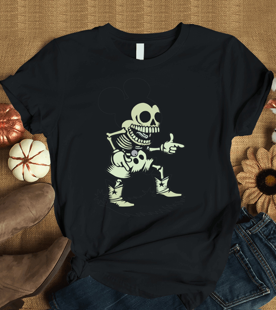 Mouse 80 Years Skeleton Boot Cartoon T-Shirt
