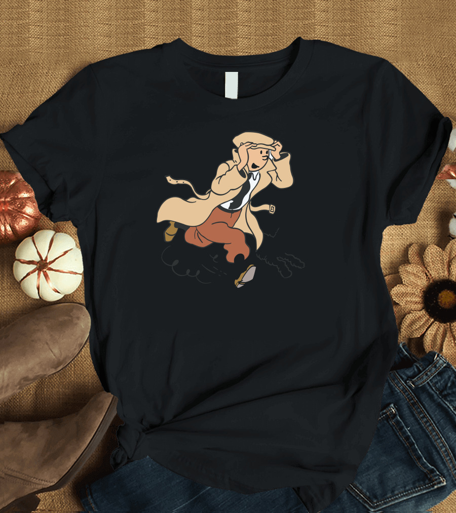 Tintin and Snowy Adventure Running Iconic Scene T-Shirt