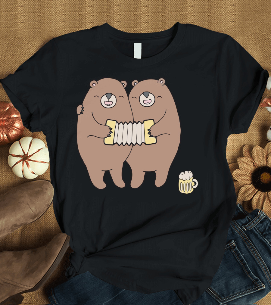 BFF Accordion Bears with Beer Mug T-Shirt