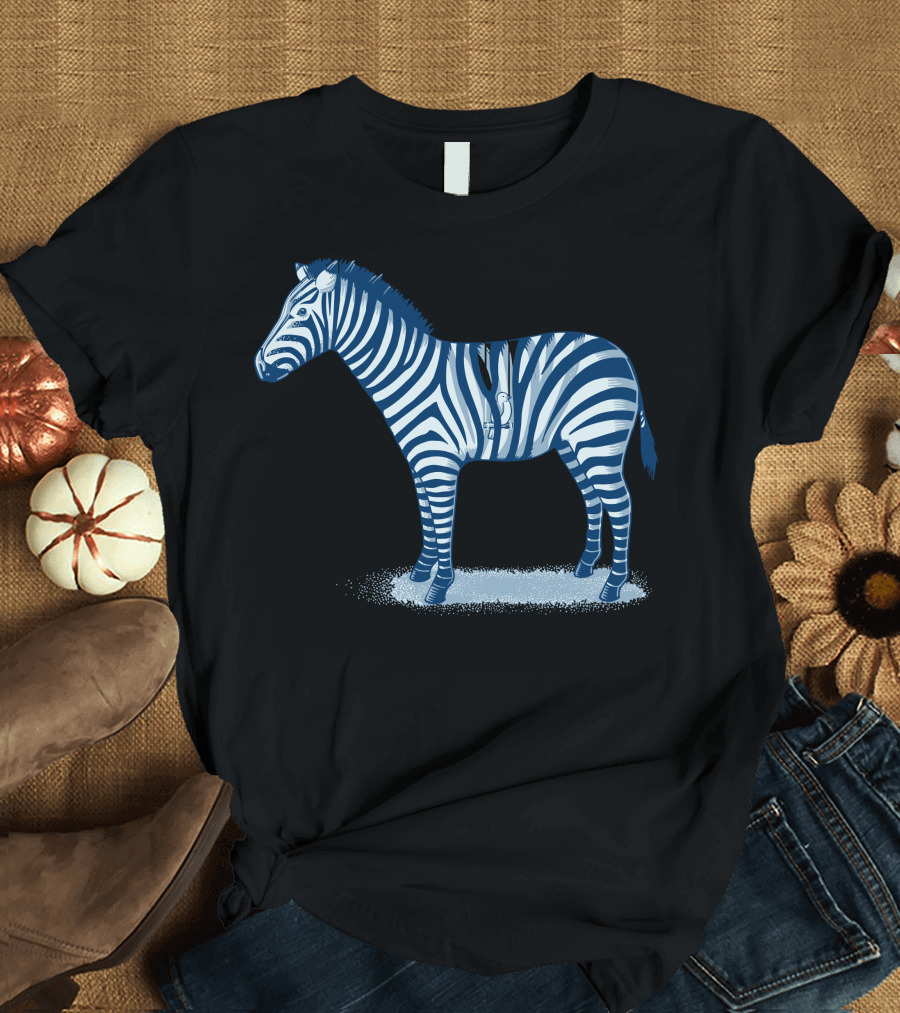 Zebra with Bird in Cage Stripes T-Shirt