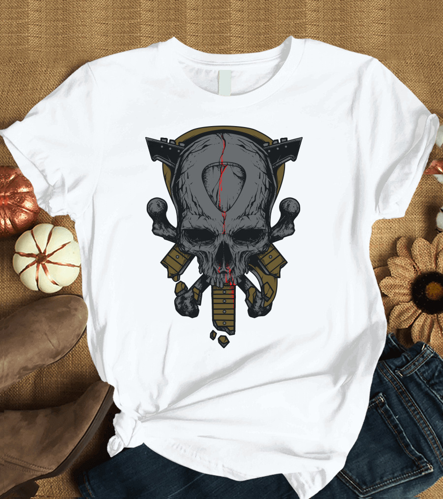 Death Skull Guitarist Crossbones T-Shirt
