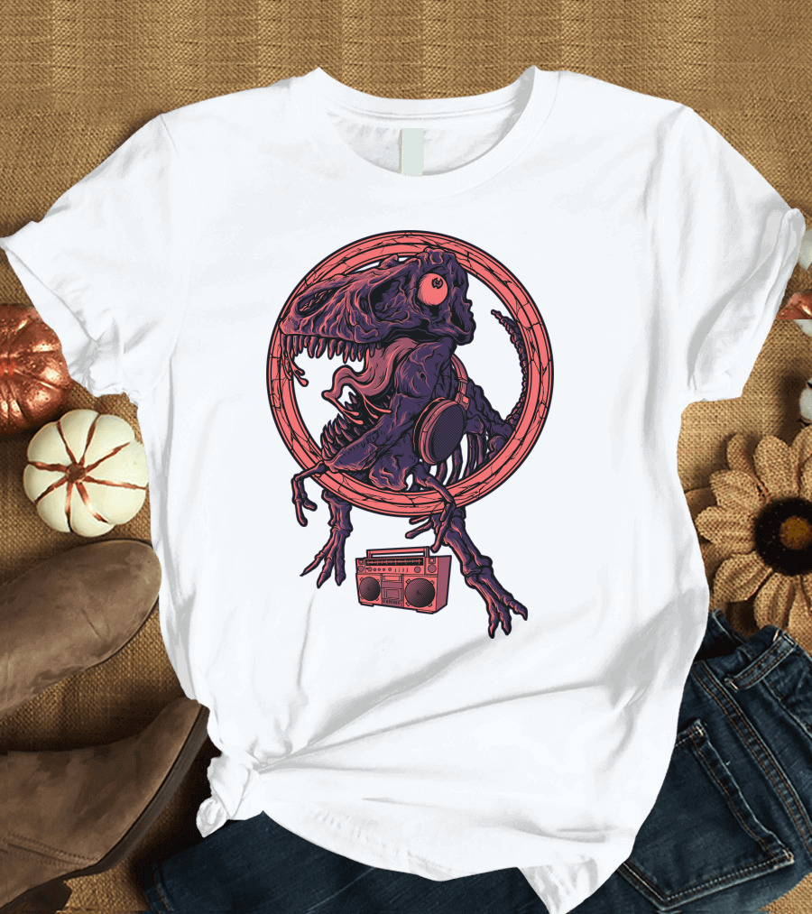 Dinodanceur Tyrannosaurus Rex Headphones Boombox T-Shirt