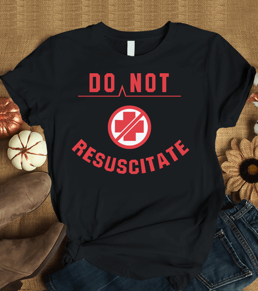 DO NOT RESUSCITATE Cross Symbol Black T-Shirt