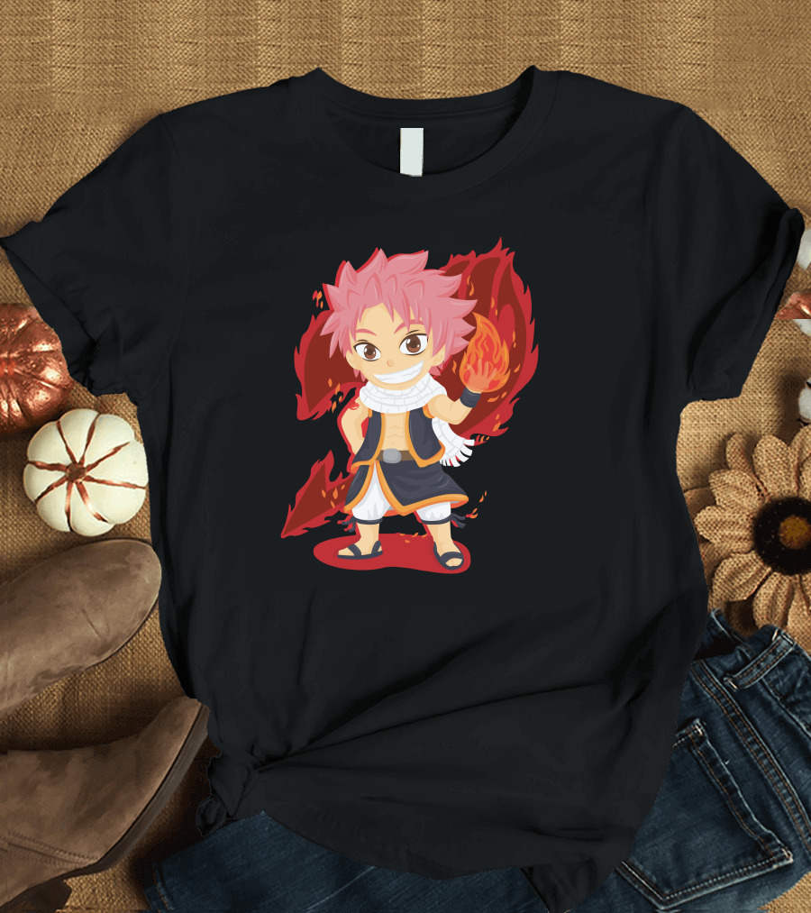 Natsu Dragneel Fire Magic Chibi Character T-Shirt