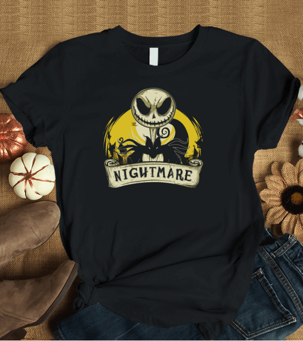T-Shirt: Nightmare Before Christmas Jack Skellington Moonlit Scroll T-Shirt Nightmare Before Christmas Jack Skellington Moonlit Scroll T-Shirt