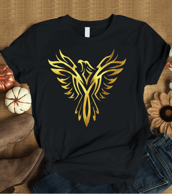 T-Shirt: Phoenix Tribal Bird Golden Emblem T-Shirt Phoenix Tribal Bird Golden Emblem T-Shirt