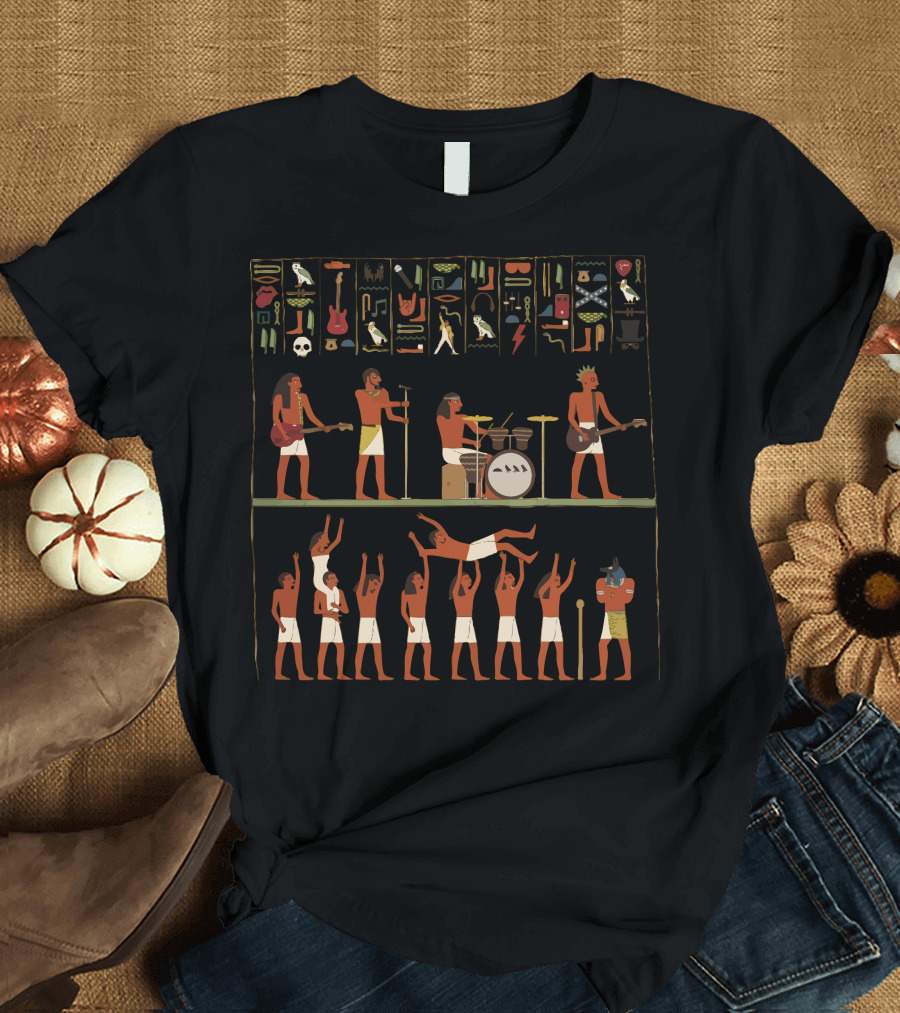 Ancient Rock Hieroglyphic Band Concert and Crowd Surfing Scene T-Shirt