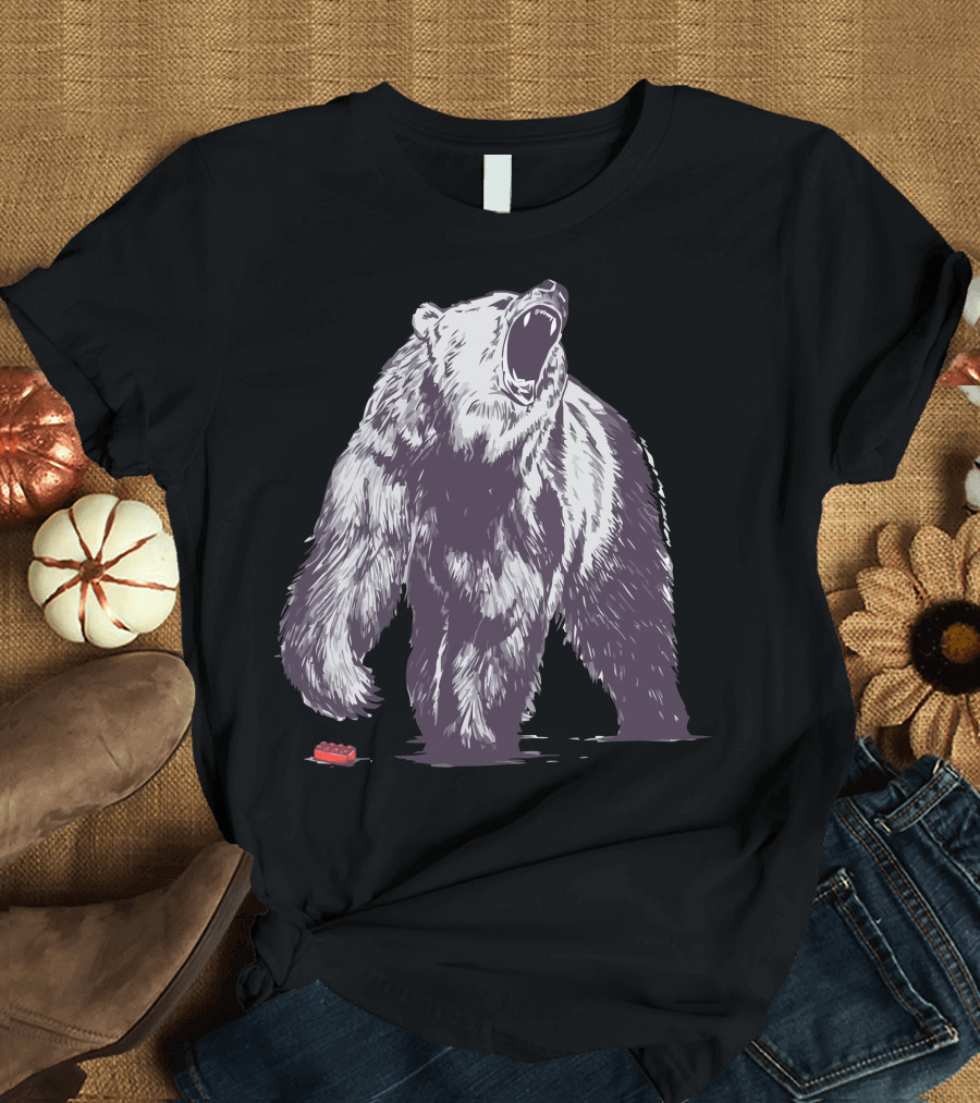 Bear Block Roaring Next to Red Toy Brick T-Shirt