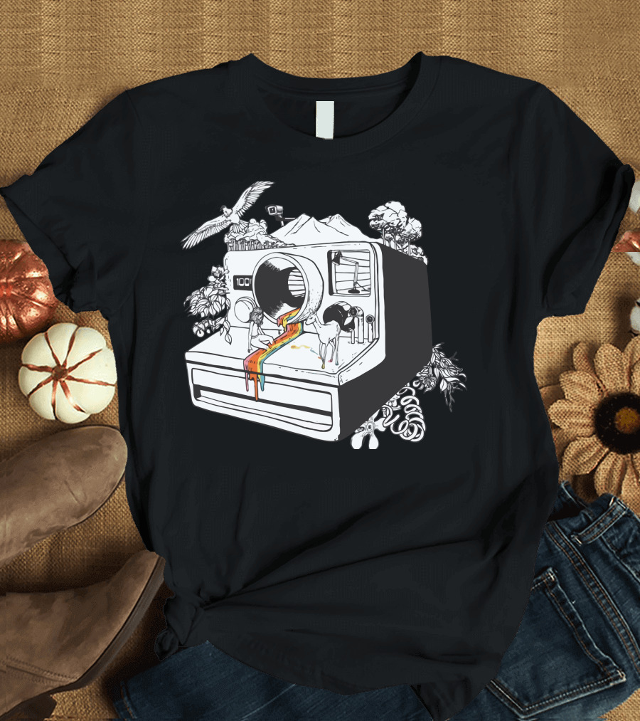 Captured Nostalgia: Surreal Polaroid Fantasy with Nature Elements T-Shirt