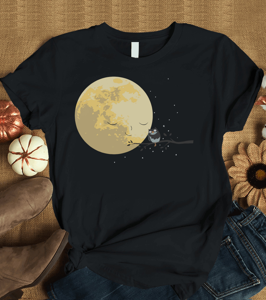 Sleeping Moon with Bird and Stars T-Shirt