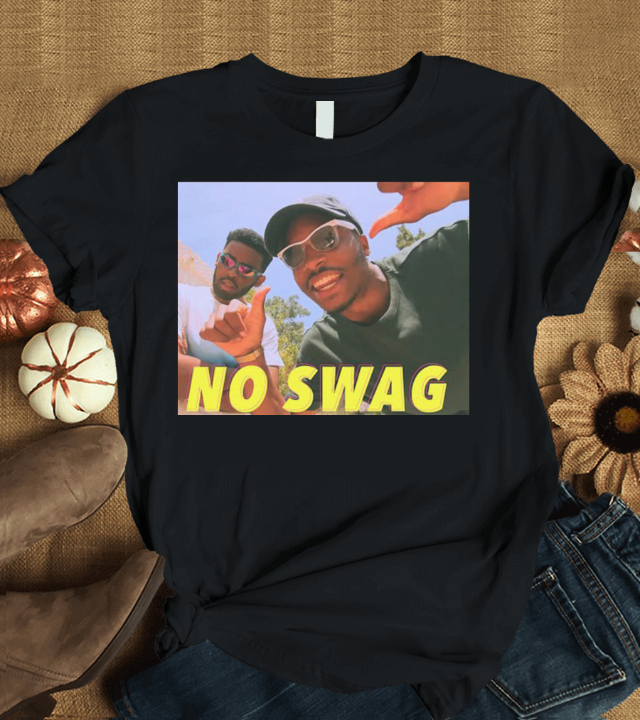 NO SWAG Duo Posing with Sunglasses and Hand Gestures T-Shirt