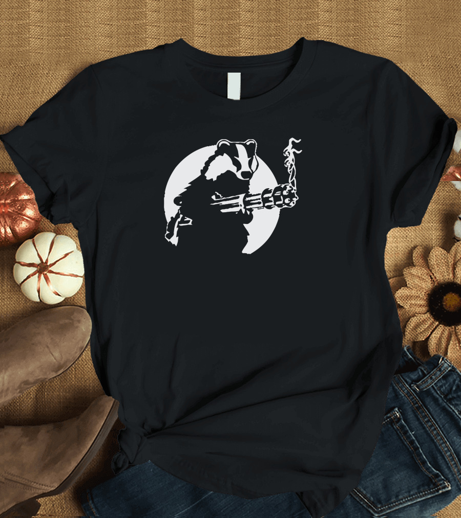Badger Resistance Smoking Gatling Gun Lunar T-Shirt