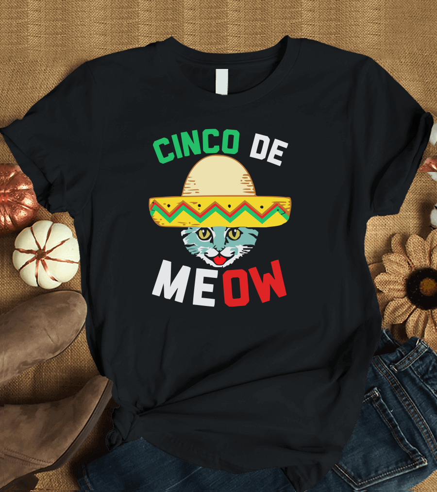Cinco De Meow Cat with Sombrero T-Shirt