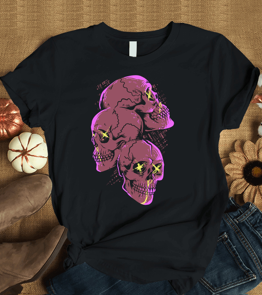 Skull Trio Neon Die T-Shirt