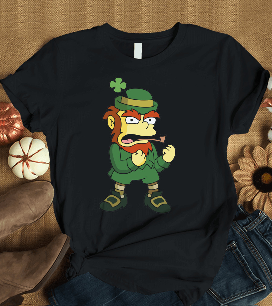 Happy Saint Patrick Day Simpson Leprechaun Fight T-Shirt