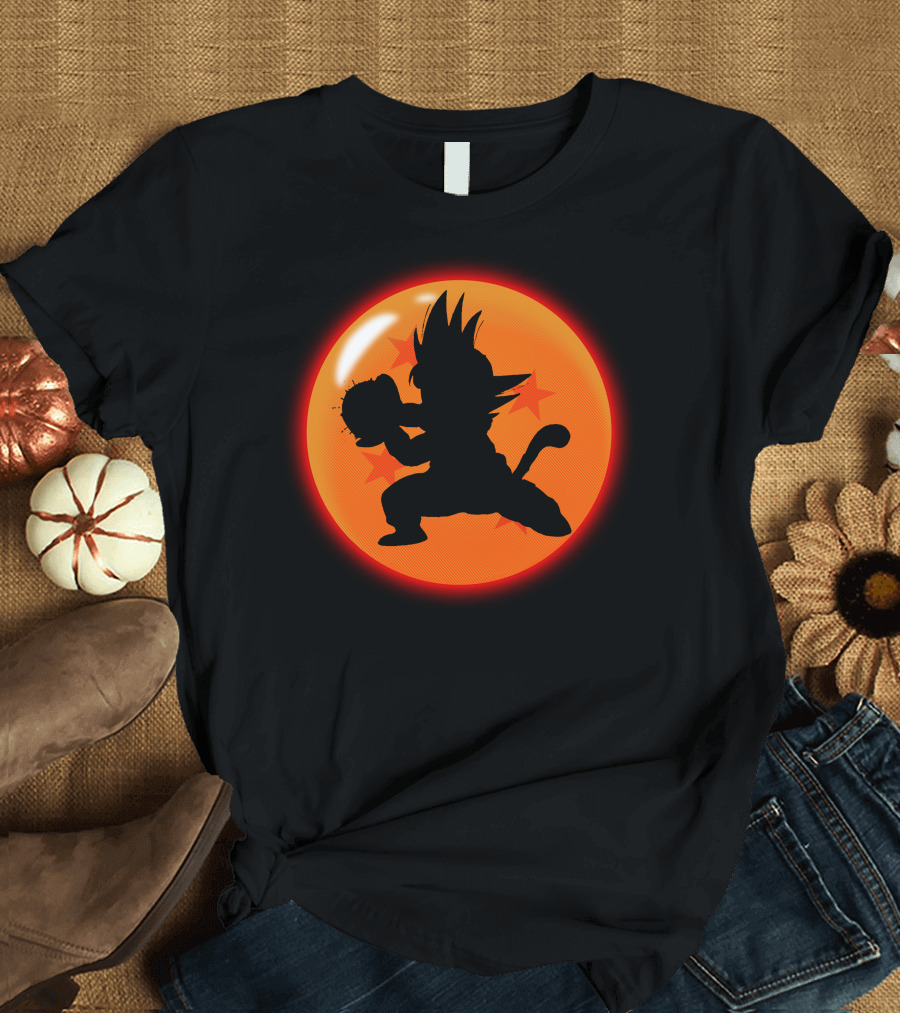 Kid Goku Silhouette Kamehameha Four Star Dragon Ball T-Shirt