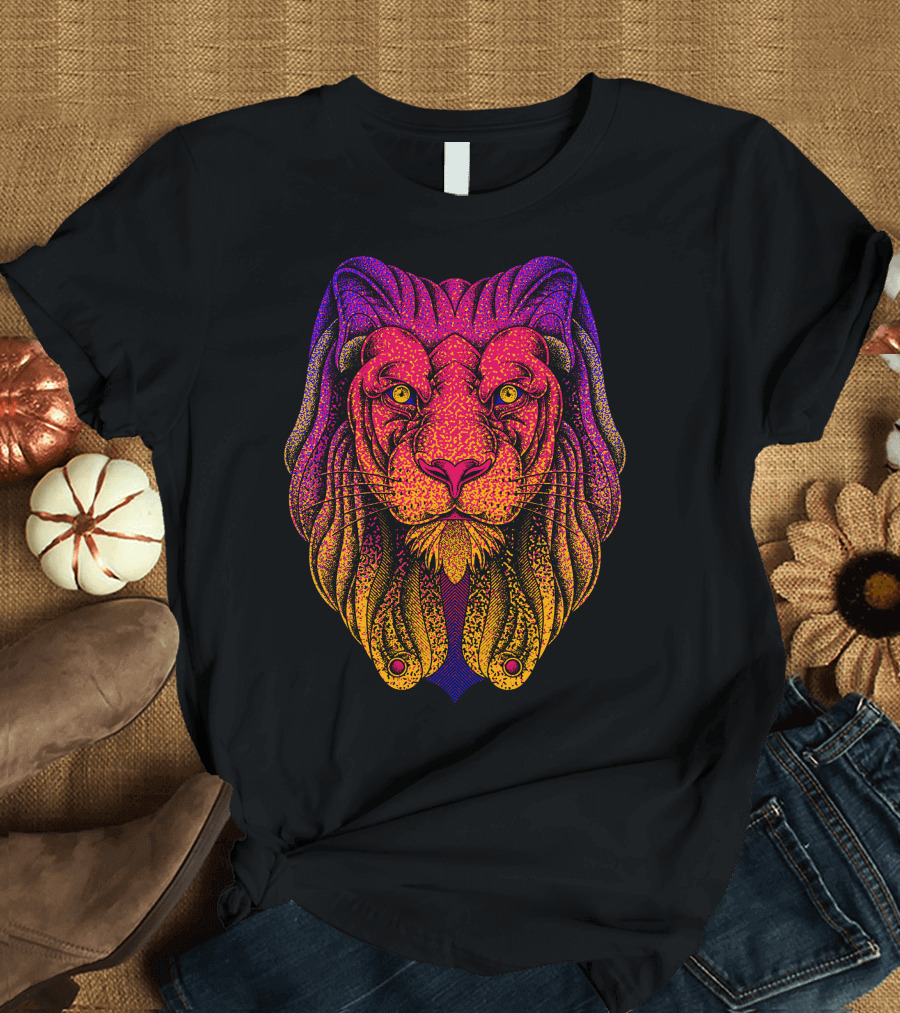 King Of Wild Vivid Lion Illustration Multicolor T-Shirt