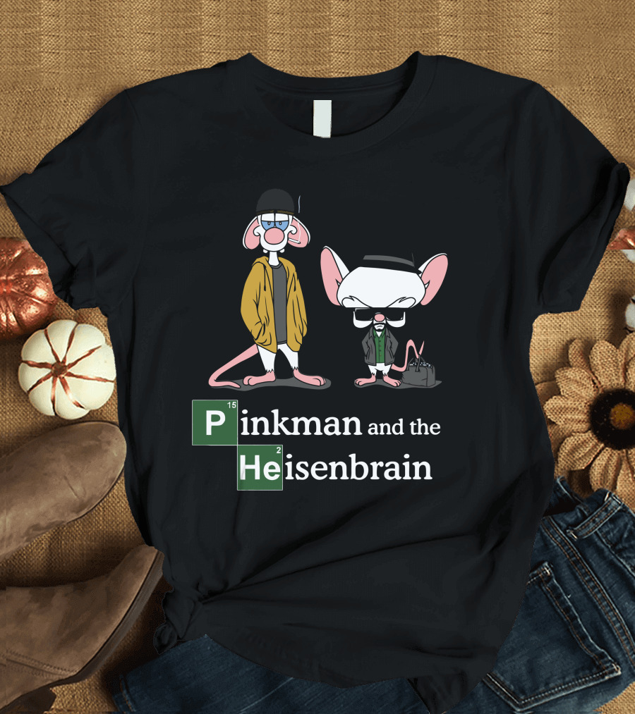 Pinkman and the Heisenbrain Breaking Bad Parody Featuring Pinky and the Brain Characters T-Shirt