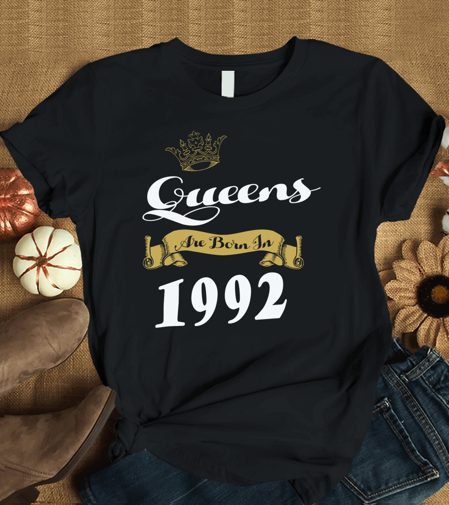 Queens Are Born In 1992 Crown Banner T-Shirt