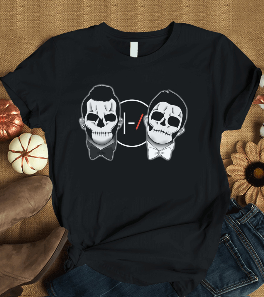 Two Skull Faces with Twenty One Pilots T-Shirt