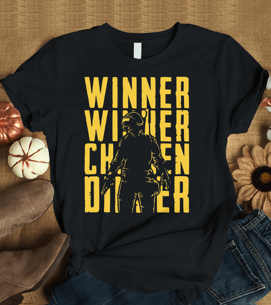Winner Winner Chicken Dinner PUBG Silhouette Gaming Victory T-Shirt