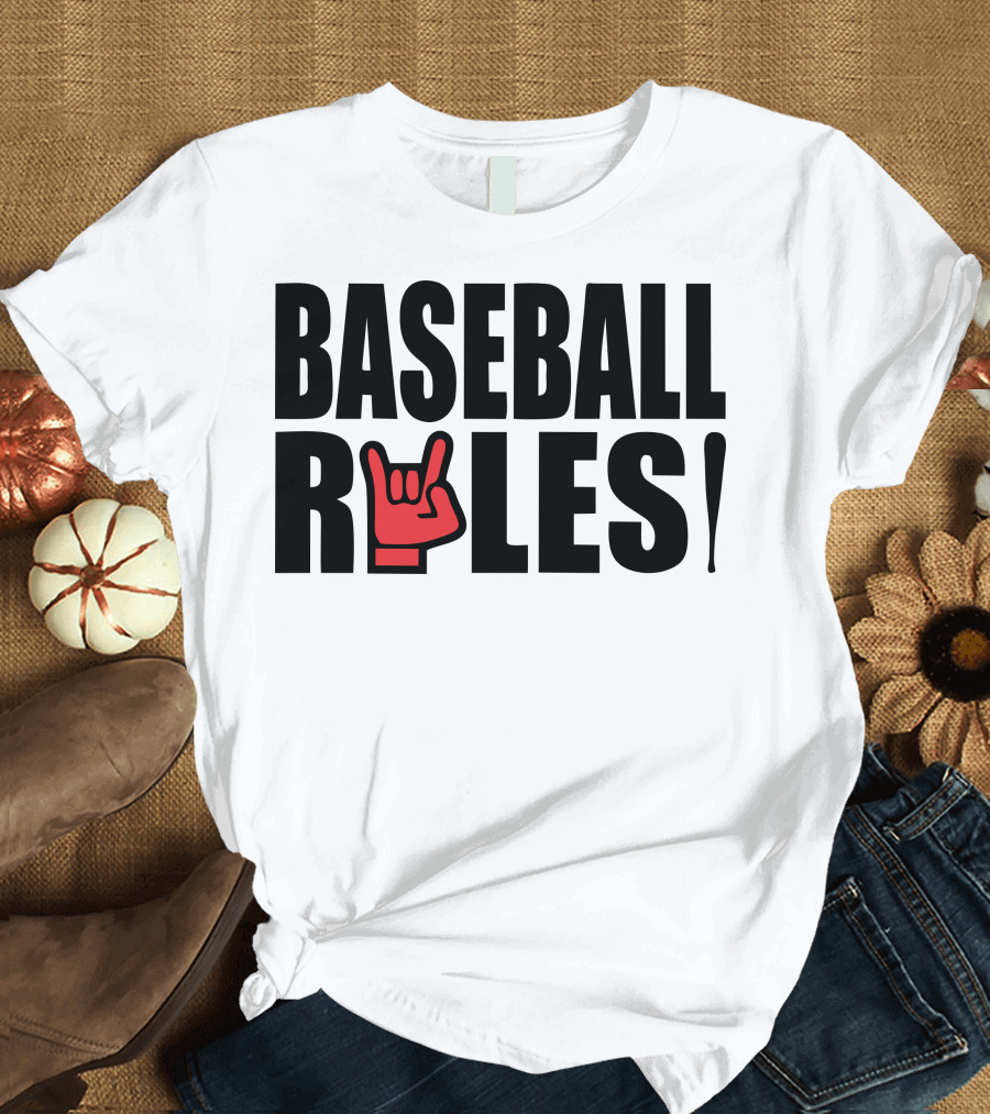 BASEBALL ROCKS HAND SIGN RULES T-Shirt