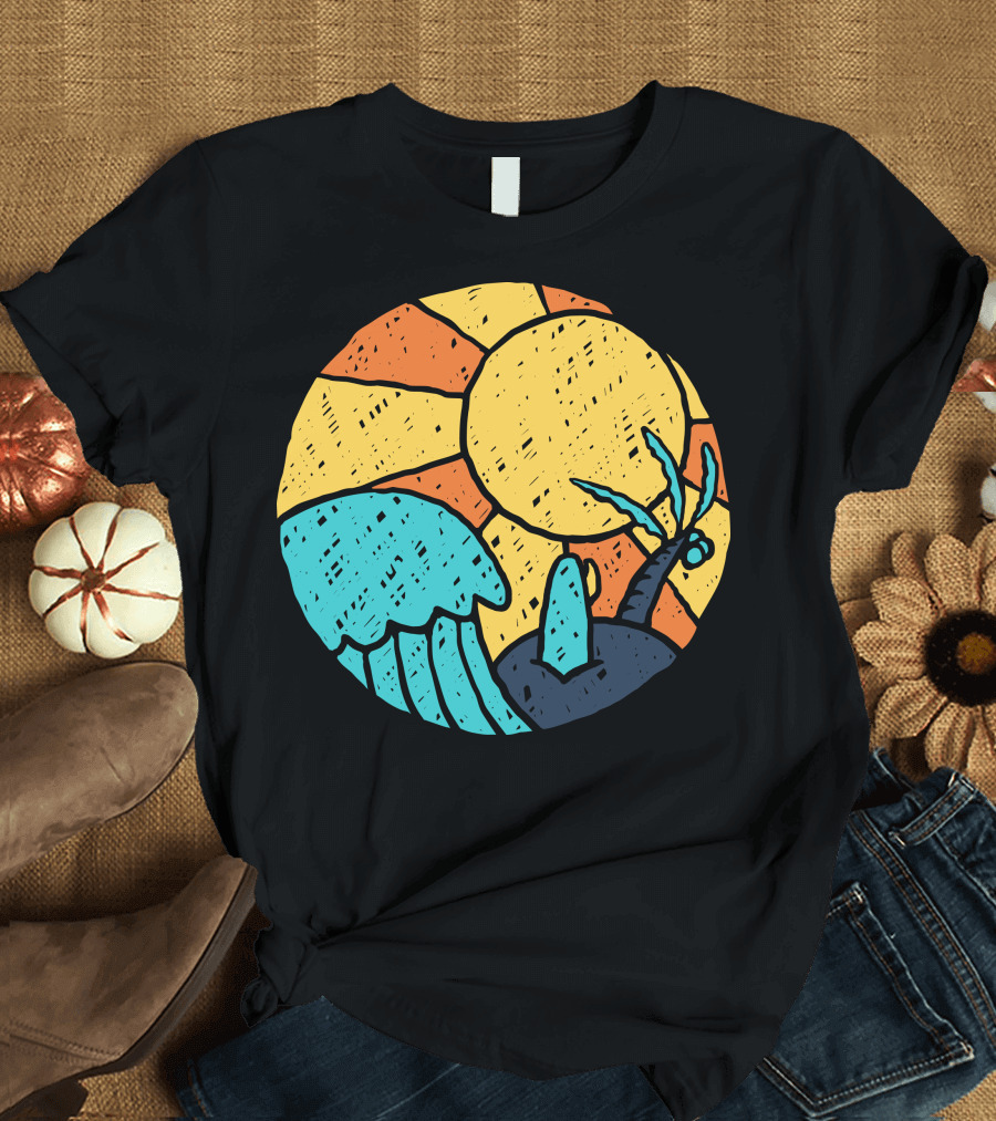 Beach Vibes Sun Wave Palm Tree T-Shirt