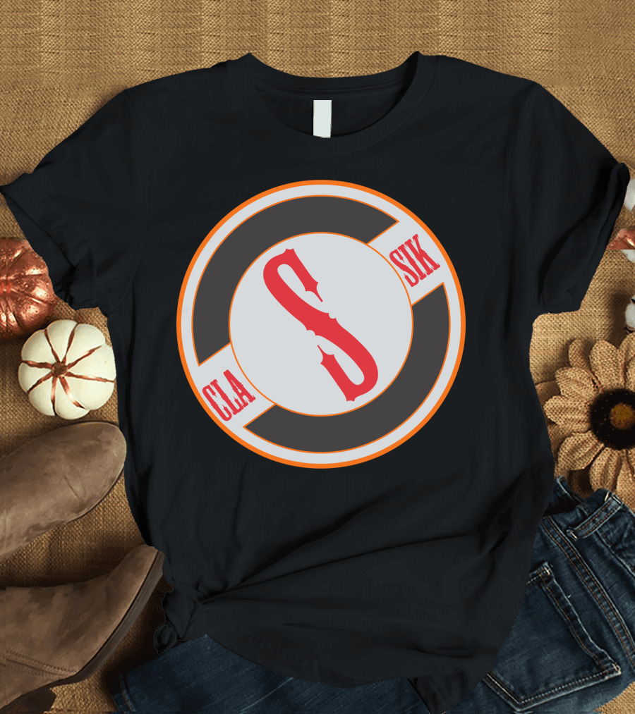 Cla Sik Red S Monogram in Circular Emblem T-Shirt