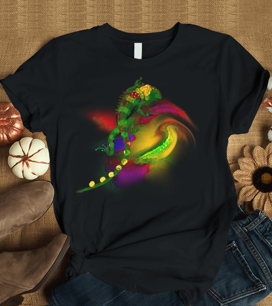 Iguana Vibrant Psychedelic Swirl T-Shirt
