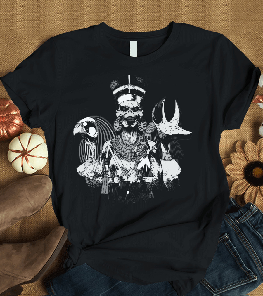 Pharaoh with Horus and Anubis Guardians T-Shirt