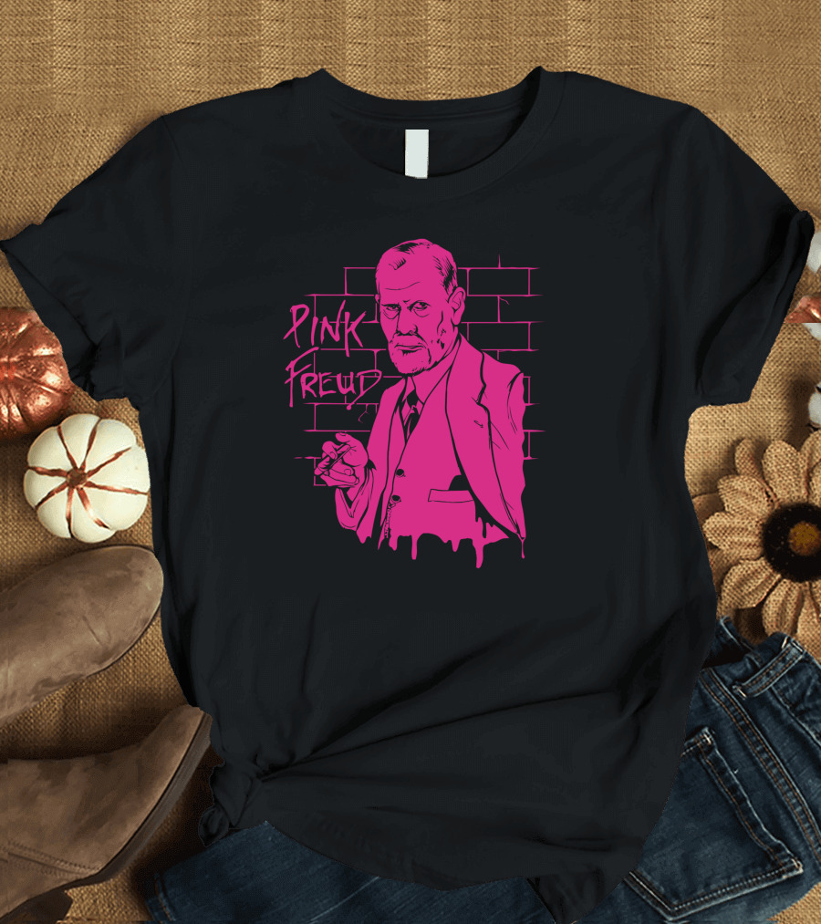 Pink Freud Sigmund Graffiti Style Wall T-Shirt