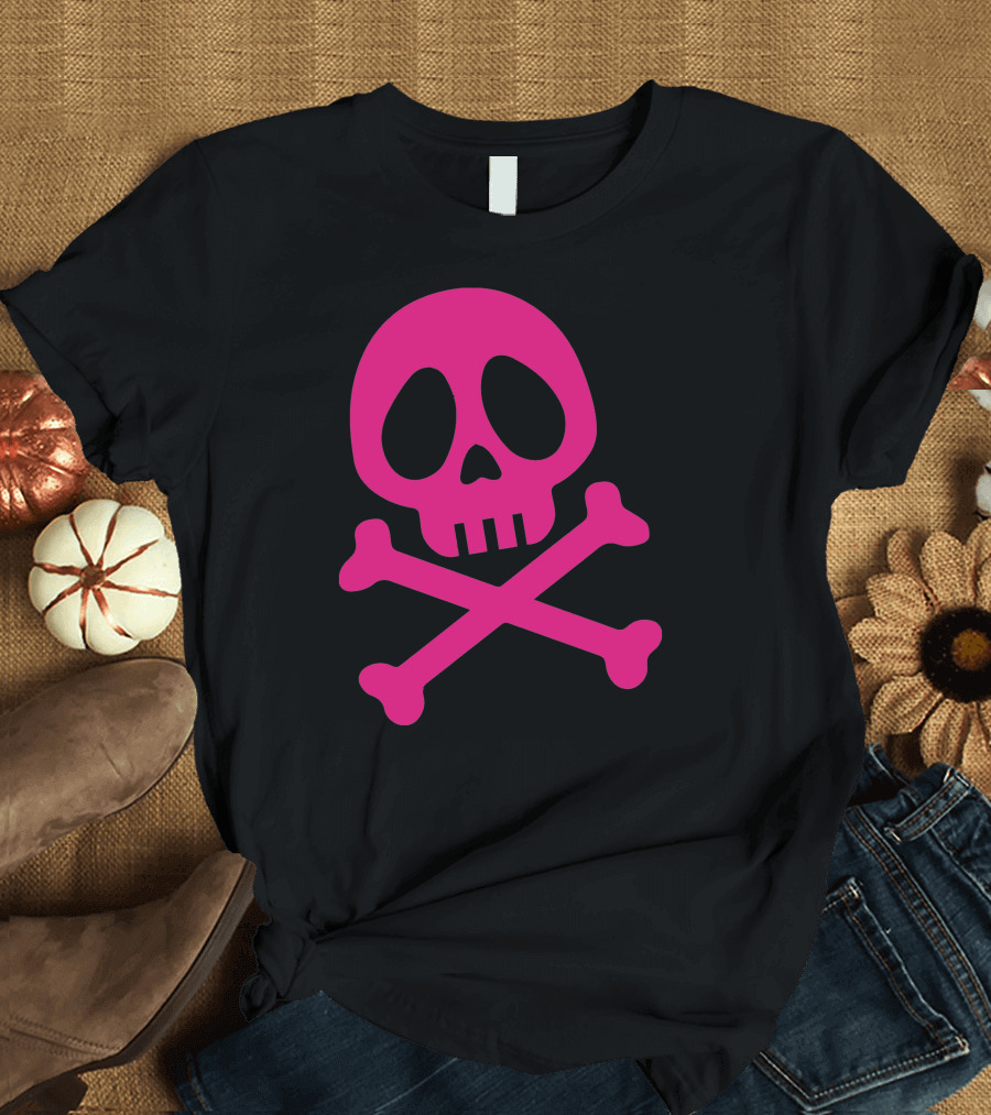 Pink Pirate Skull and Crossbones T-Shirt