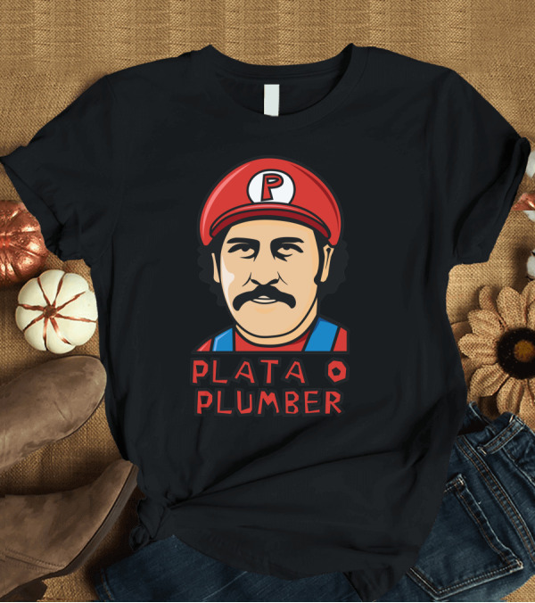 T-Shirt: Plata O Plumber Red Hat 'P' Mustache T-Shirt Plata O Plumber Red Hat 'P' Mustache T-Shirt