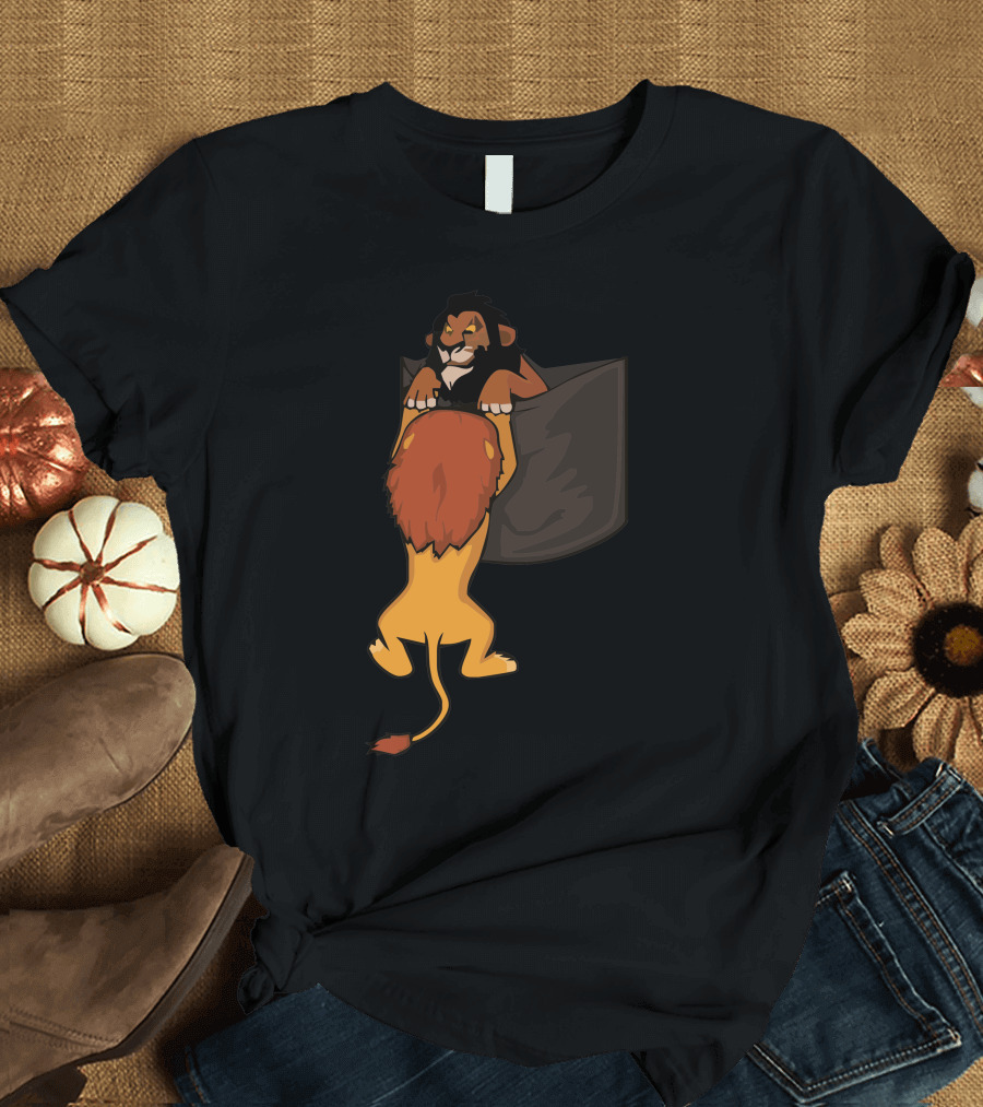Precipocket Lion Brothers Hanging from Dark Pocket Scene T-Shirt