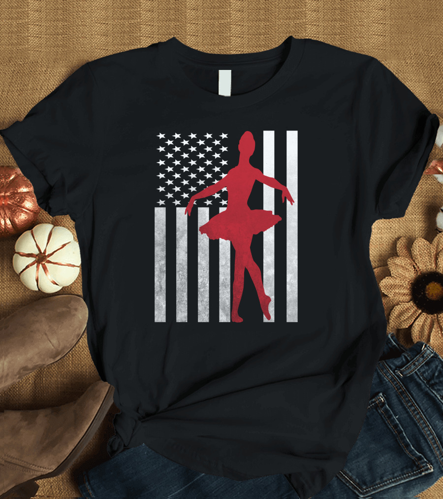 American Flag Ballet Dancer Ballerina T-Shirt