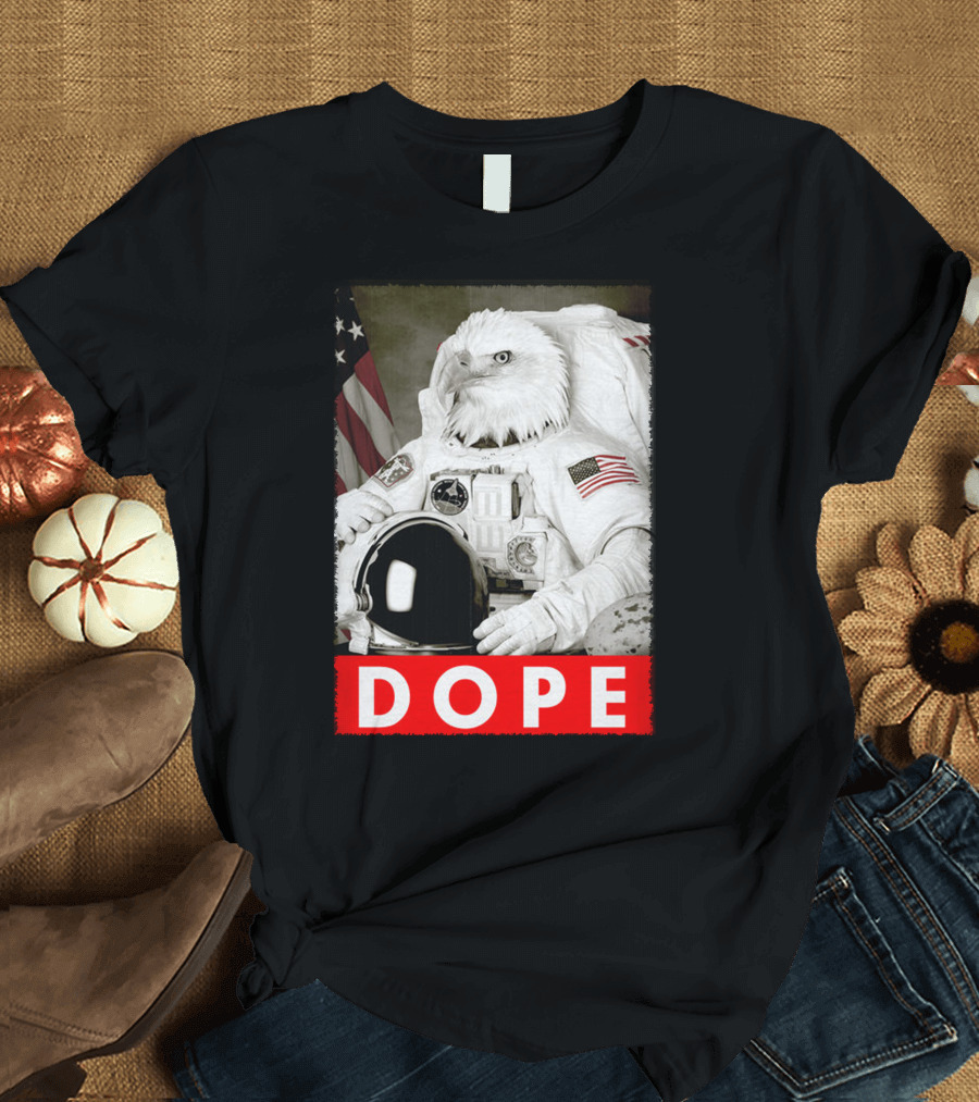 Dope Eagle Astronaut Suit American Flag T-Shirt