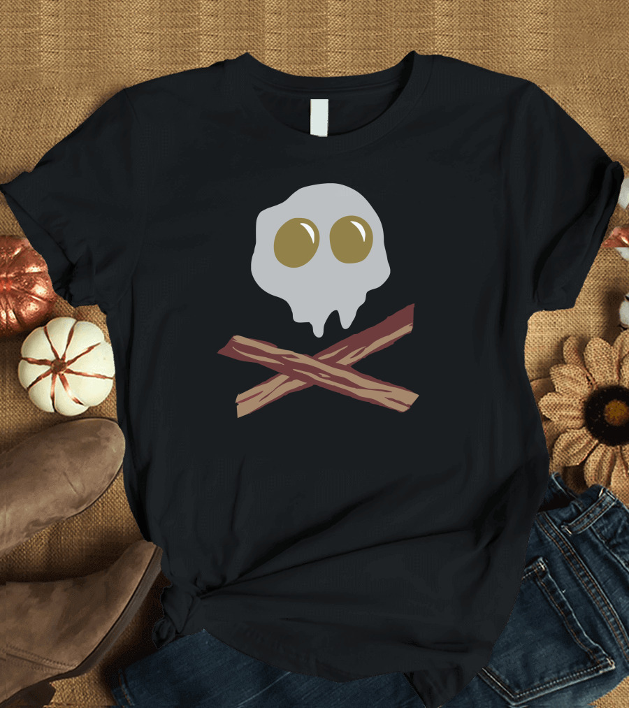 Egg Eyes Skull Bacon Crossbones T-Shirt