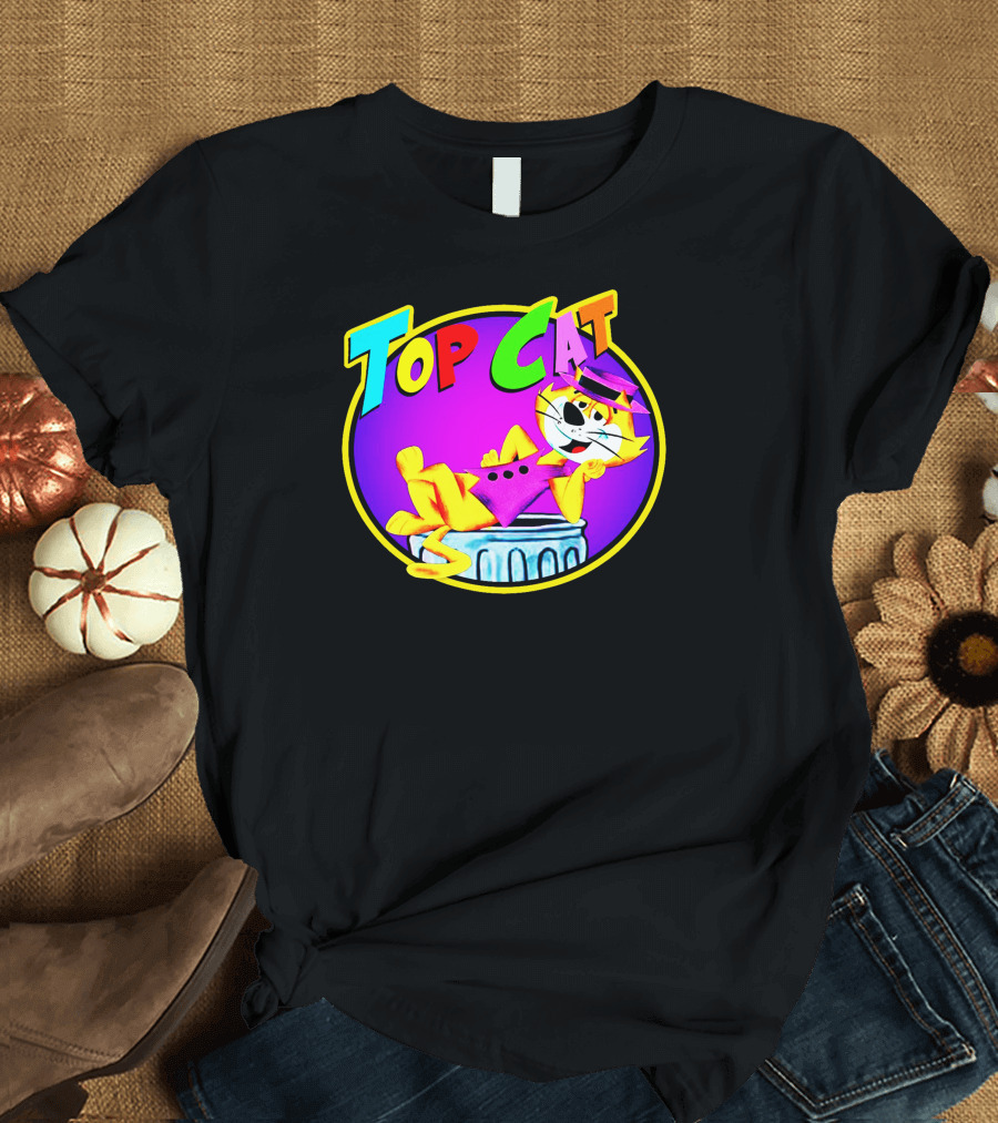 Top Cat Cartoon Character Sitting on Trash Can T-Shirt