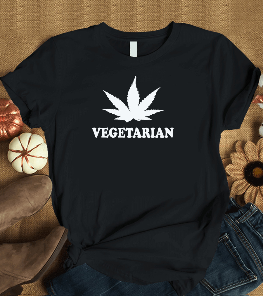 Vegetarian Leaf Humor Fun Marijuana T-Shirt